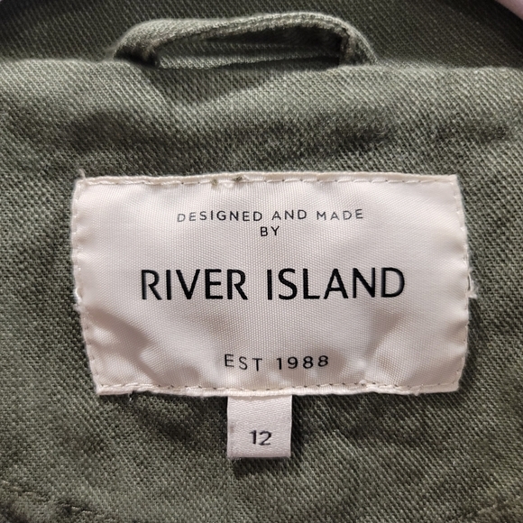 River Island British Distressed Frayed Khaki Jacket - Sz 38 EU / 12 UK - Picture 7 of 11